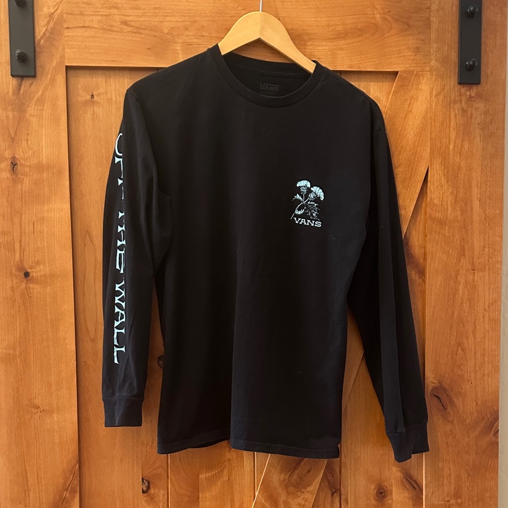 Vans Black Long Sleeve with White and Blue Graphics Men’s Medium